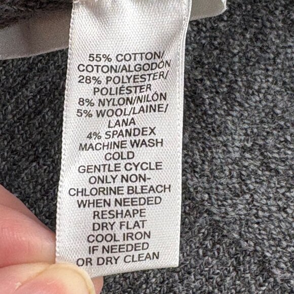 LOFT Sweater Womens L Gray Long Wide Sleeves Mock Neck Tunic Jumper Cozy Comfy - Picture 4 of 11